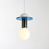 Modern Geometric Building Blocks Hanging Pendant Light with Wood and Metal Accents