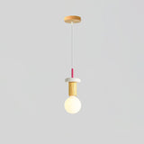 Modern Geometric Building Blocks Hanging Pendant Light with Wood and Metal Accents