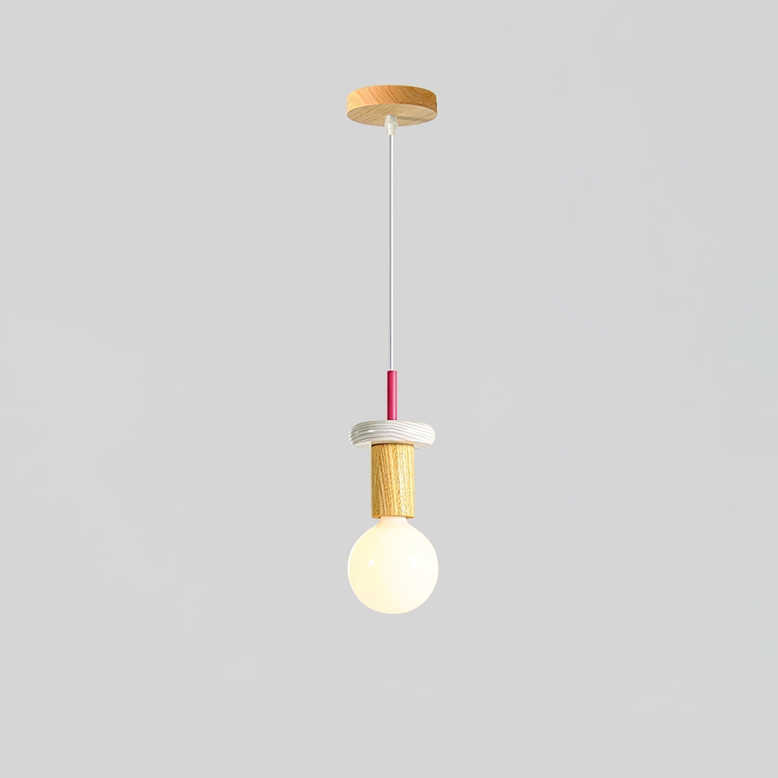 Modern Geometric Building Blocks Hanging Pendant Light with Wood and Metal Accents
