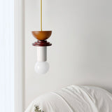 Modern Geometric Building Blocks Hanging Pendant Light with Wood and Metal Accents