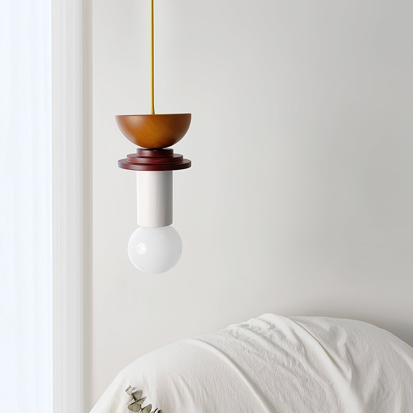 Modern Geometric Building Blocks Hanging Pendant Light with Wood and Metal Accents