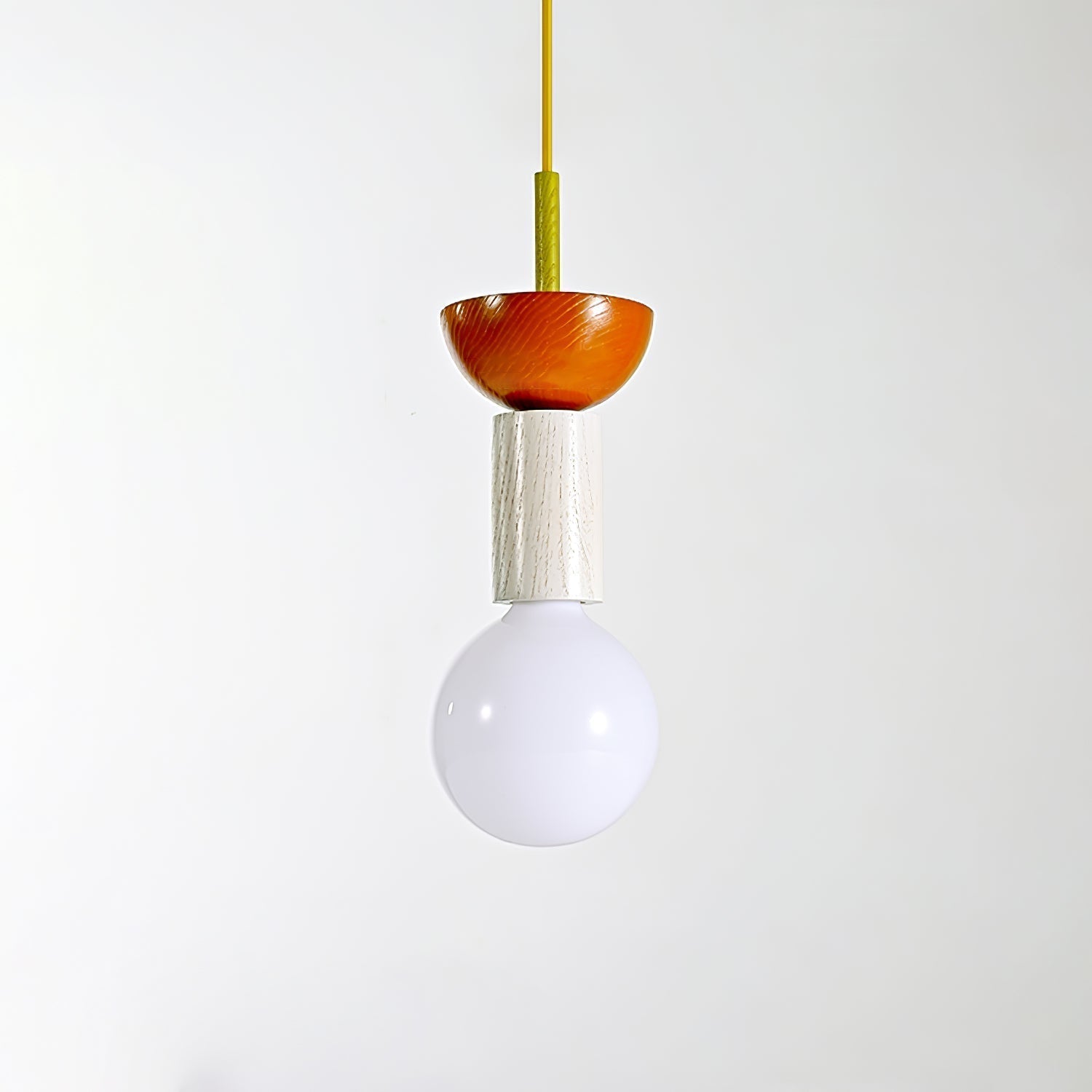 Modern Geometric Building Blocks Hanging Pendant Light with Wood and Metal Accents