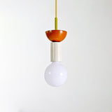Modern Geometric Building Blocks Hanging Pendant Light with Wood and Metal Accents