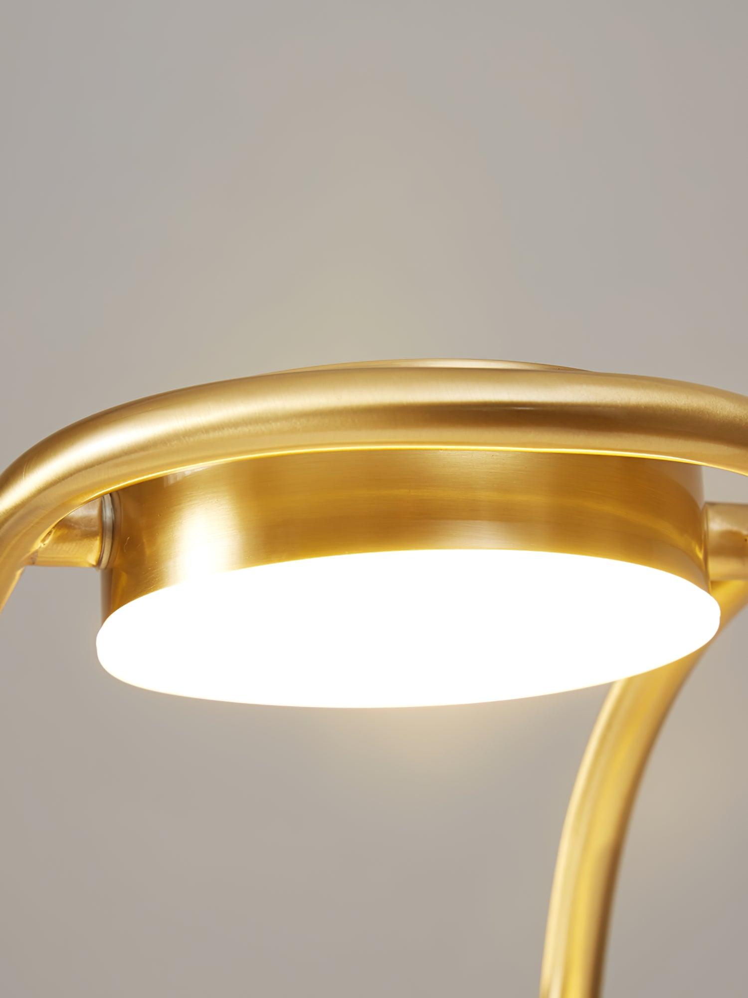 Elegant Brass Nordic Ball Desk Lamp with Oval Geometric Frame and Integrated LED Lighting