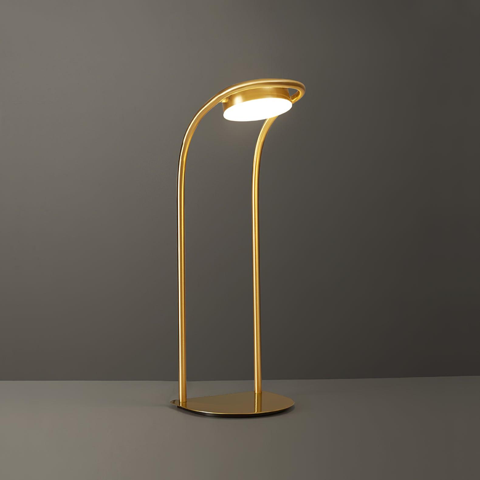 Elegant Brass Nordic Ball Desk Lamp with Oval Geometric Frame and Integrated LED Lighting
