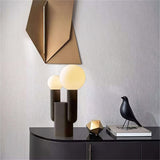 Modern Cactus Resin Table Lamp with Blown Glass Globe and Matte Black Finish for Nightstands