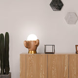 Scandinavian Style Wooden Cactus Table Lamp with Dimmable LED Accent Light