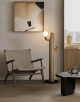 Modern Wood Cactus Floor Lamp with Multi Branch Glass Globe Shades and Marble Base