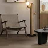 Modern Wood Cactus Floor Lamp with Multi Branch Glass Globe Shades and Marble Base