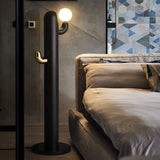 Modern Wood Cactus Floor Lamp with Multi Branch Glass Globe Shades and Marble Base