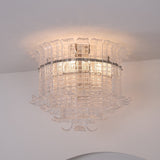Modern Calista Murano Glass Ceiling Light Fixture with Chrome Finish and Handcrafted Glass Panels