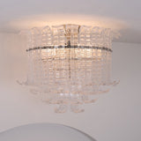 Modern Calista Murano Glass Ceiling Light Fixture with Chrome Finish and Handcrafted Glass Panels