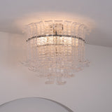 Modern Calista Murano Glass Ceiling Light Fixture with Chrome Finish and Handcrafted Glass Panels