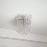 Modern Calista Murano Glass Ceiling Light Fixture with Chrome Finish and Handcrafted Glass Panels