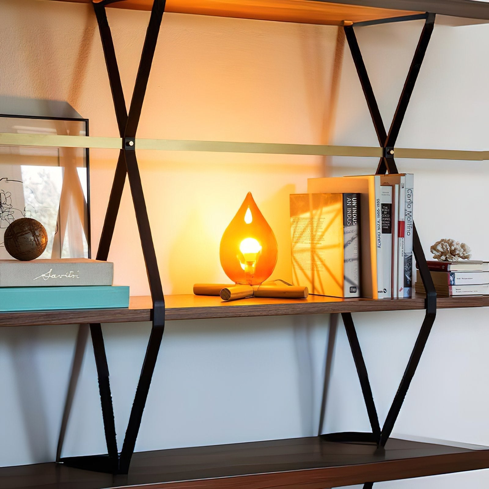 mid-century-campfire-table-lamp-with-orange-glass-shade-and-natural-wood-base