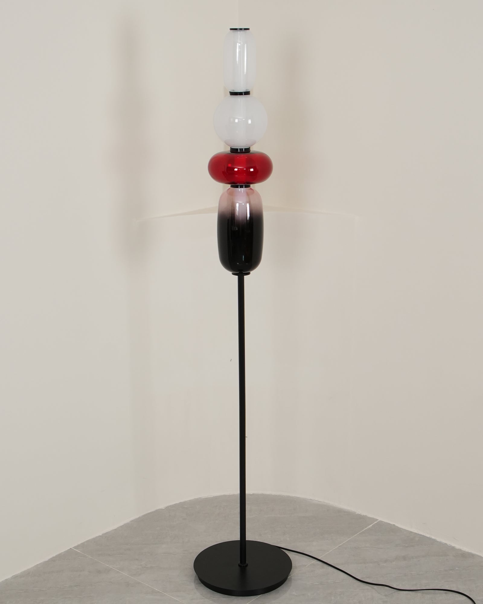 Modern Hand Blown Crystal Pebbles Floor Lamp Integrated LED Artistic Glass Lighting