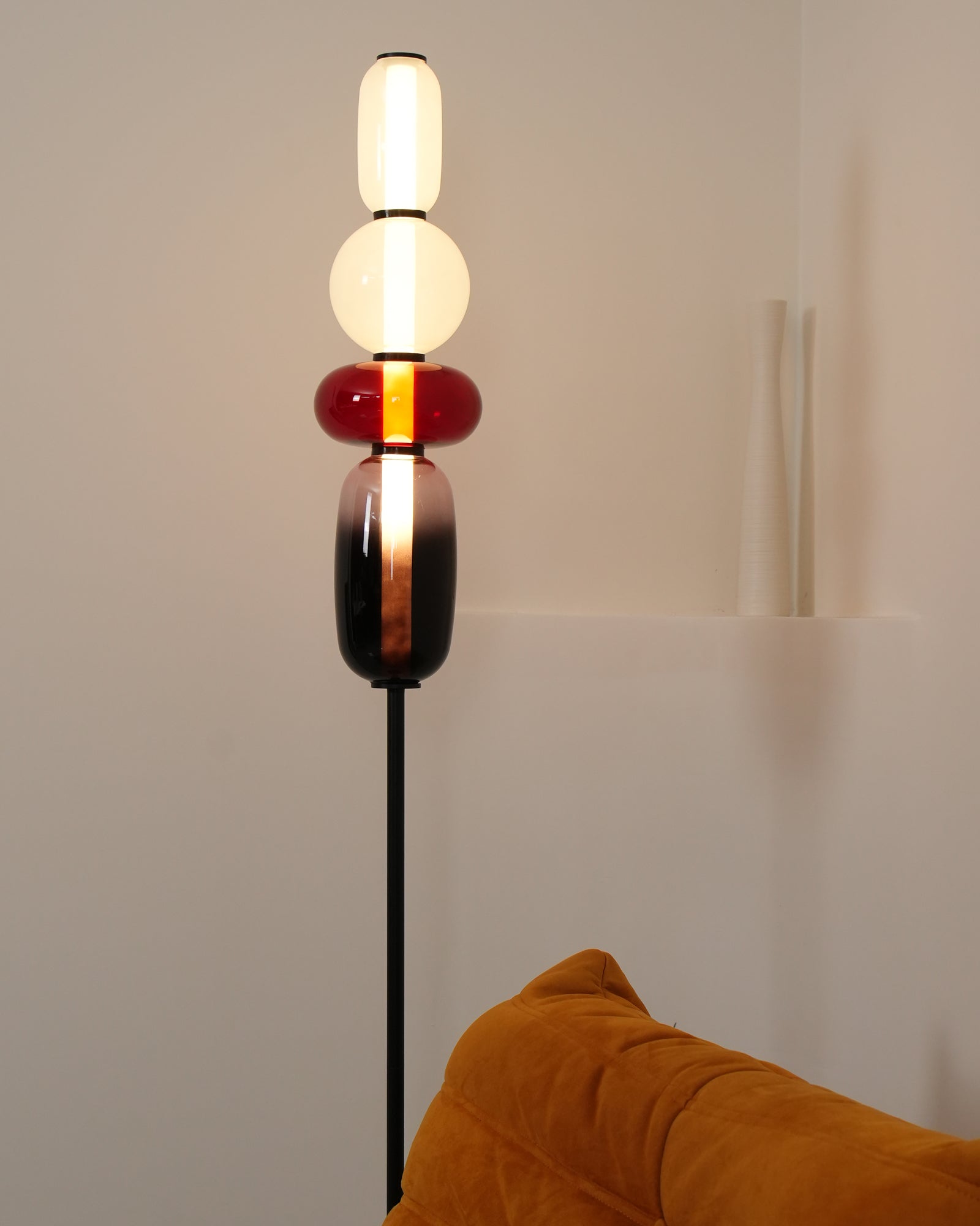 Modern Hand Blown Crystal Pebbles Floor Lamp Integrated LED Artistic Glass Lighting