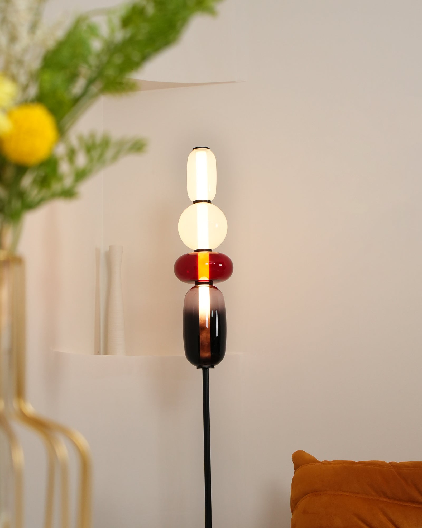Modern Hand Blown Crystal Pebbles Floor Lamp Integrated LED Artistic Glass Lighting