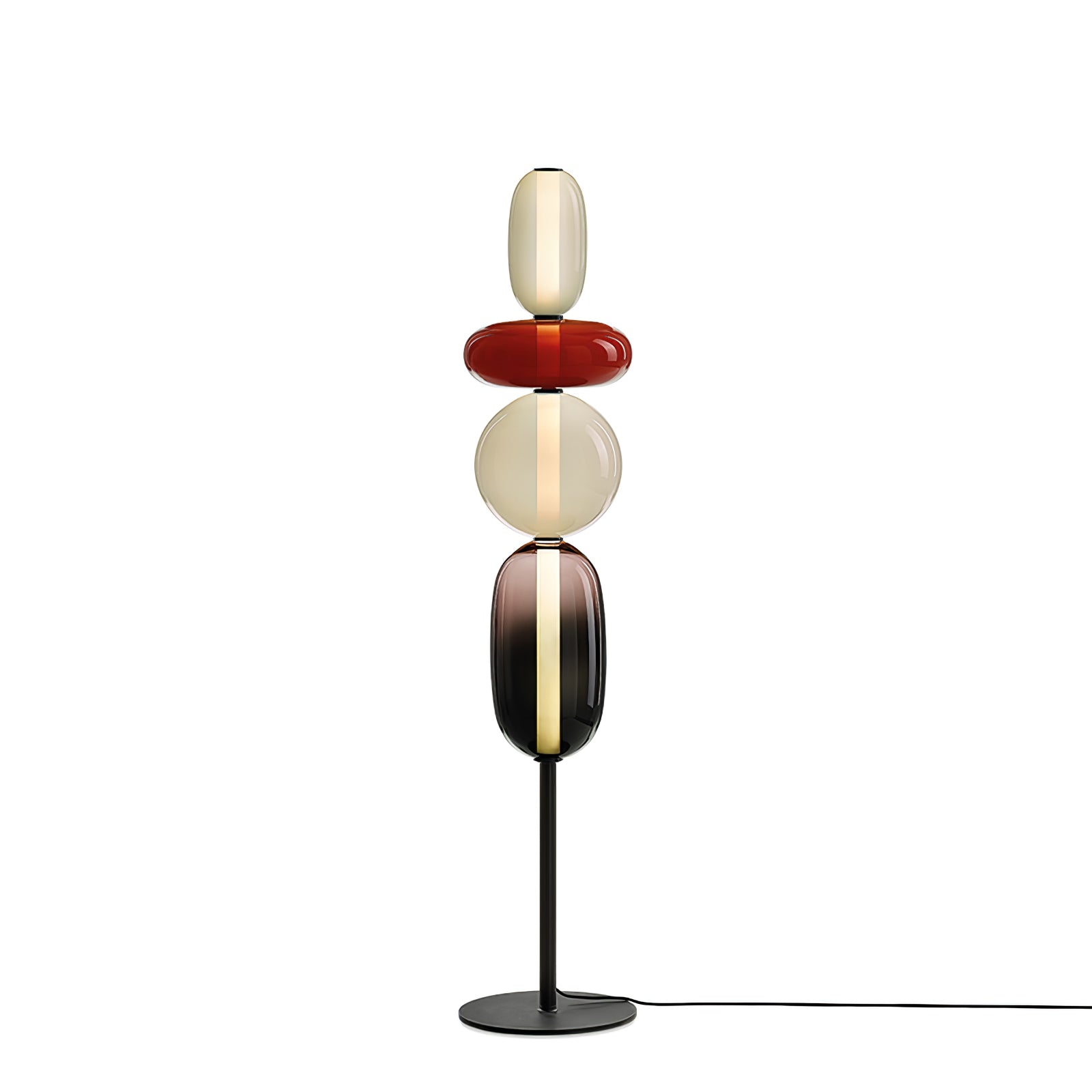 Modern Hand Blown Crystal Pebbles Floor Lamp Integrated LED Artistic Glass Lighting