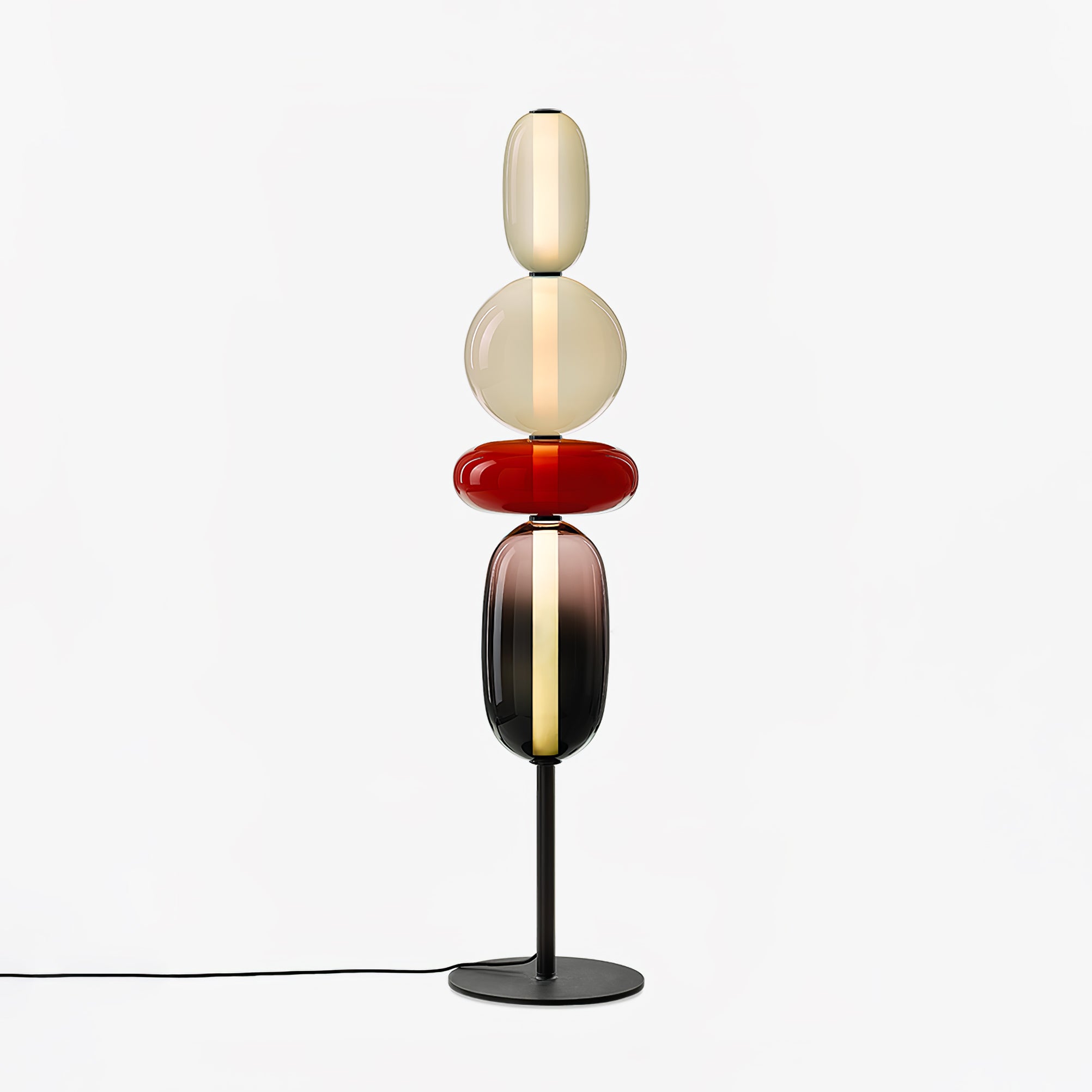 Modern Hand Blown Crystal Pebbles Floor Lamp Integrated LED Artistic Glass Lighting