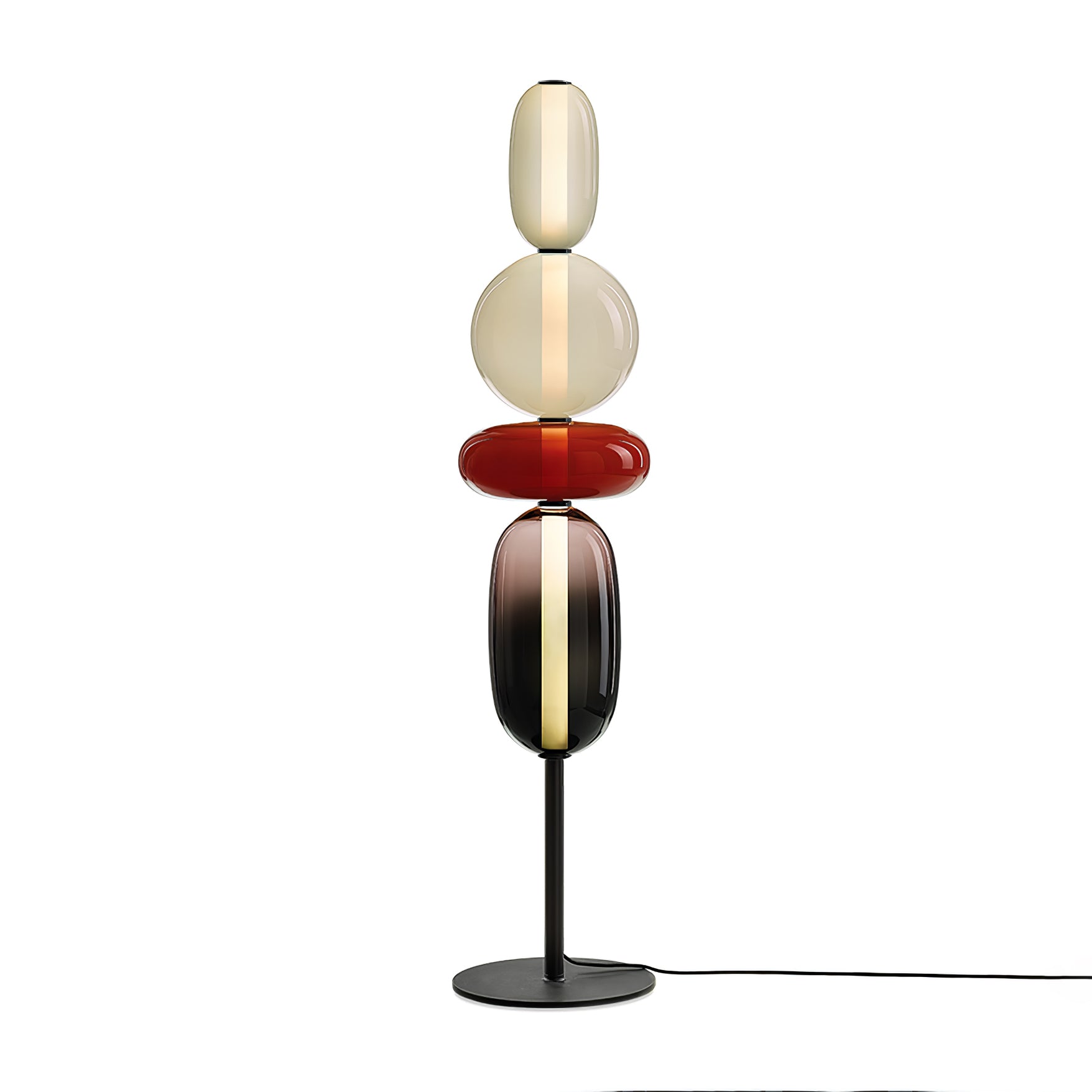 Modern Hand Blown Crystal Pebbles Floor Lamp Integrated LED Artistic Glass Lighting