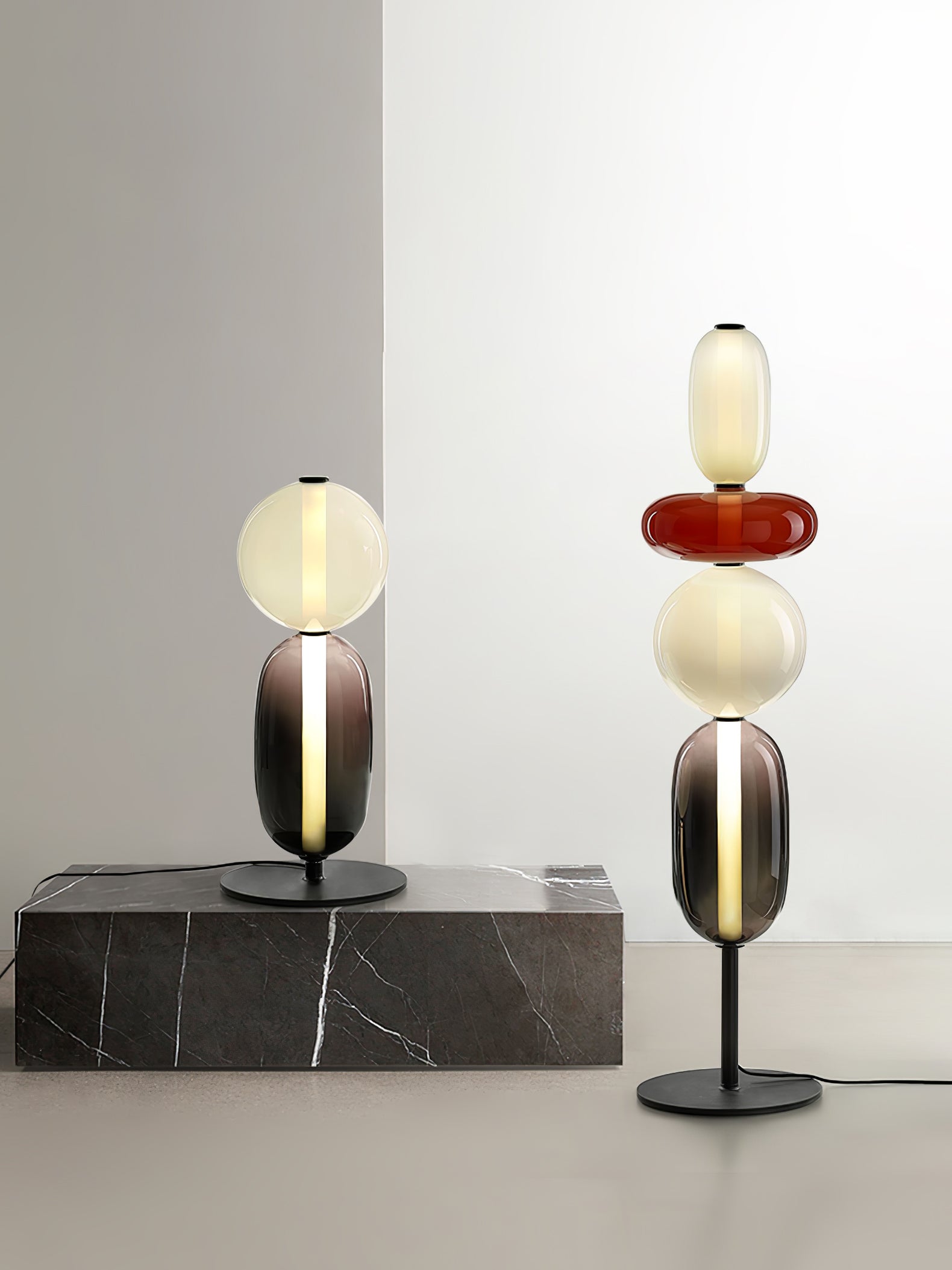 Modern Colorful Candied Glass Pebbles LED Table Lamp for Artful Interior Lighting