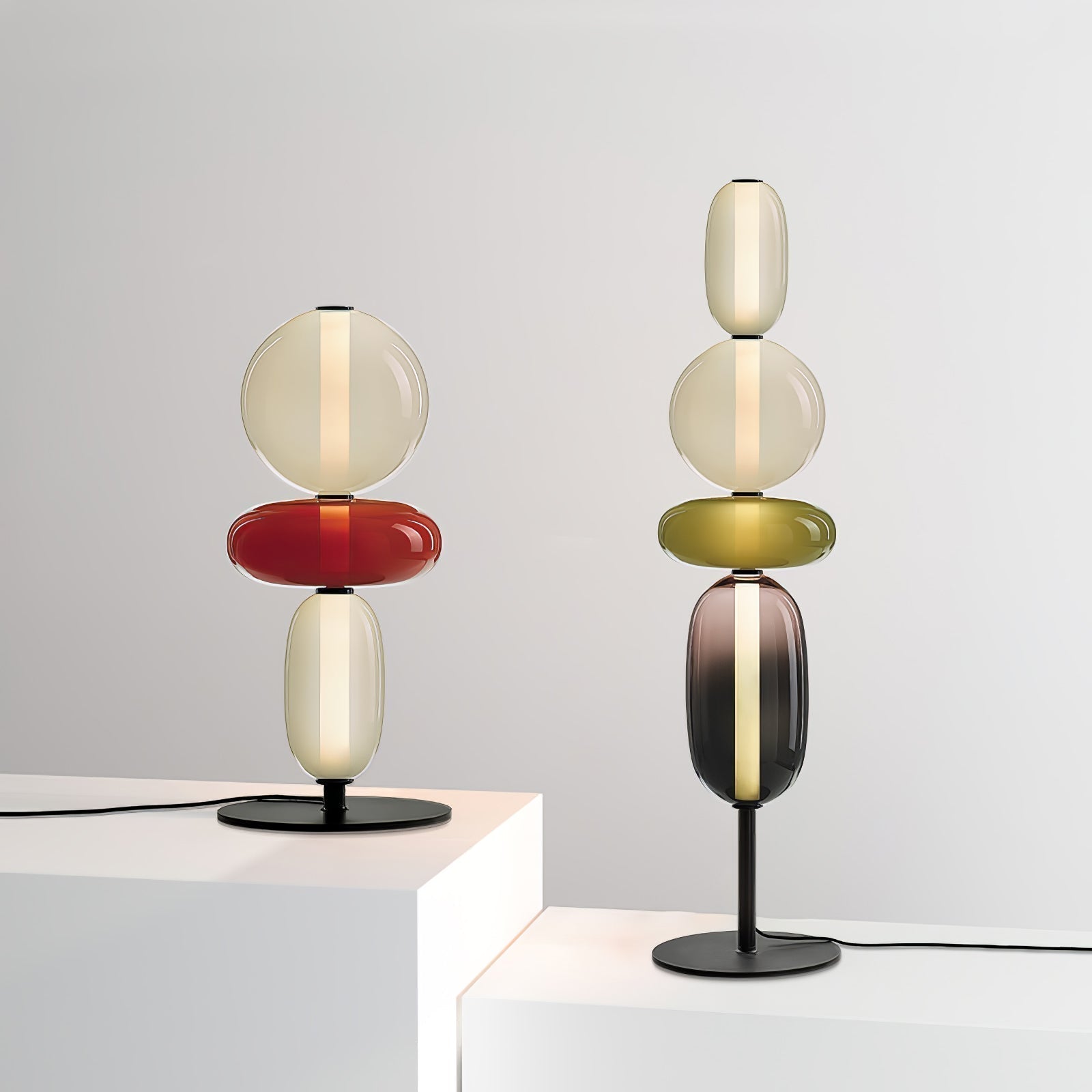 Modern Hand Blown Crystal Pebbles Floor Lamp Integrated LED Artistic Glass Lighting