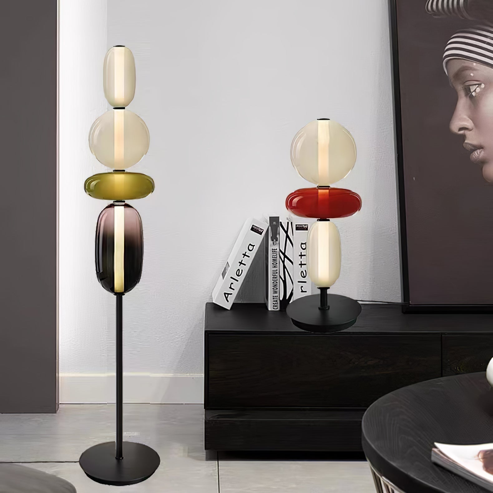 Modern Colorful Candied Glass Pebbles LED Table Lamp for Artful Interior Lighting