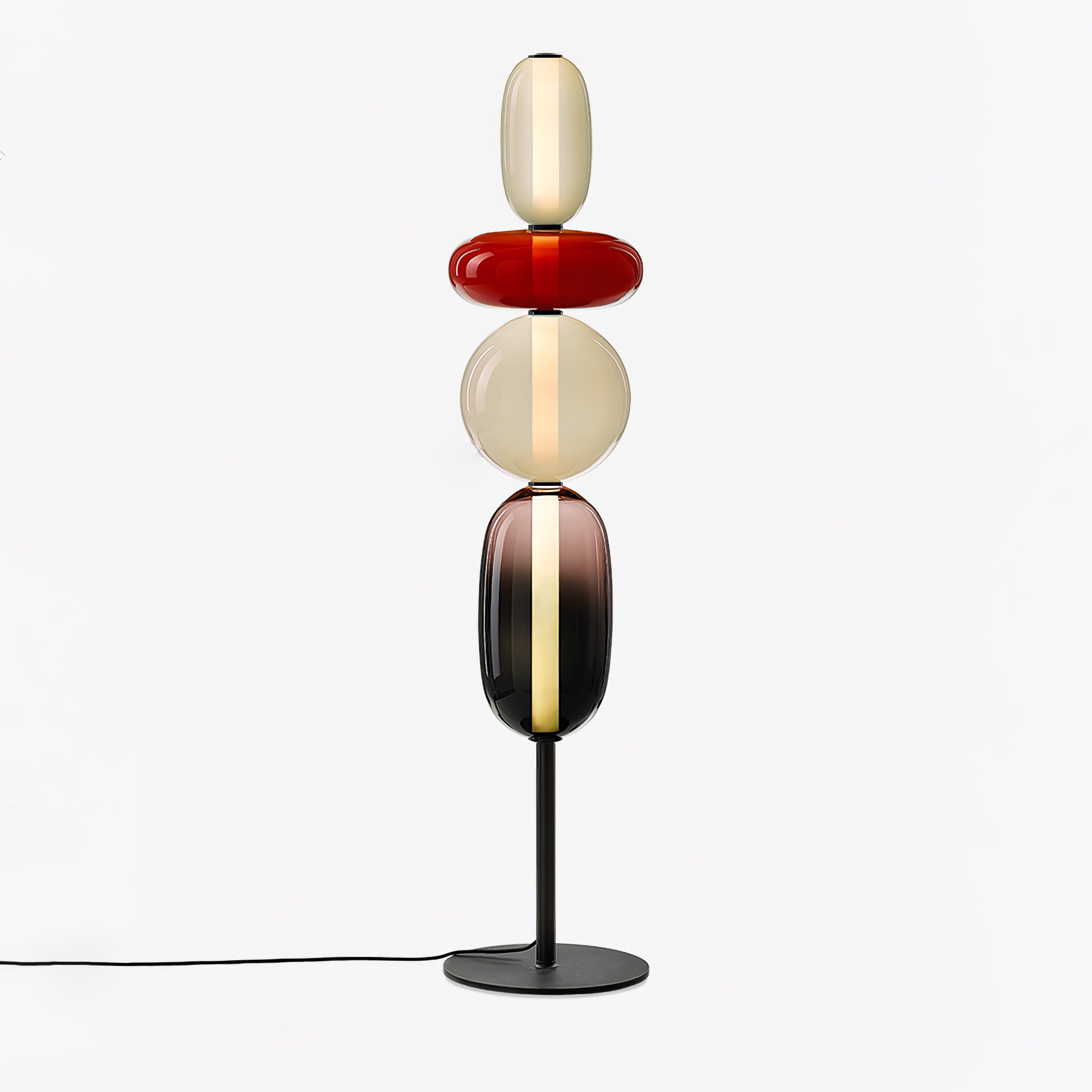 Modern Hand Blown Crystal Pebbles Floor Lamp Integrated LED Artistic Glass Lighting