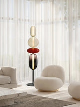 Modern Hand Blown Crystal Pebbles Floor Lamp Integrated LED Artistic Glass Lighting