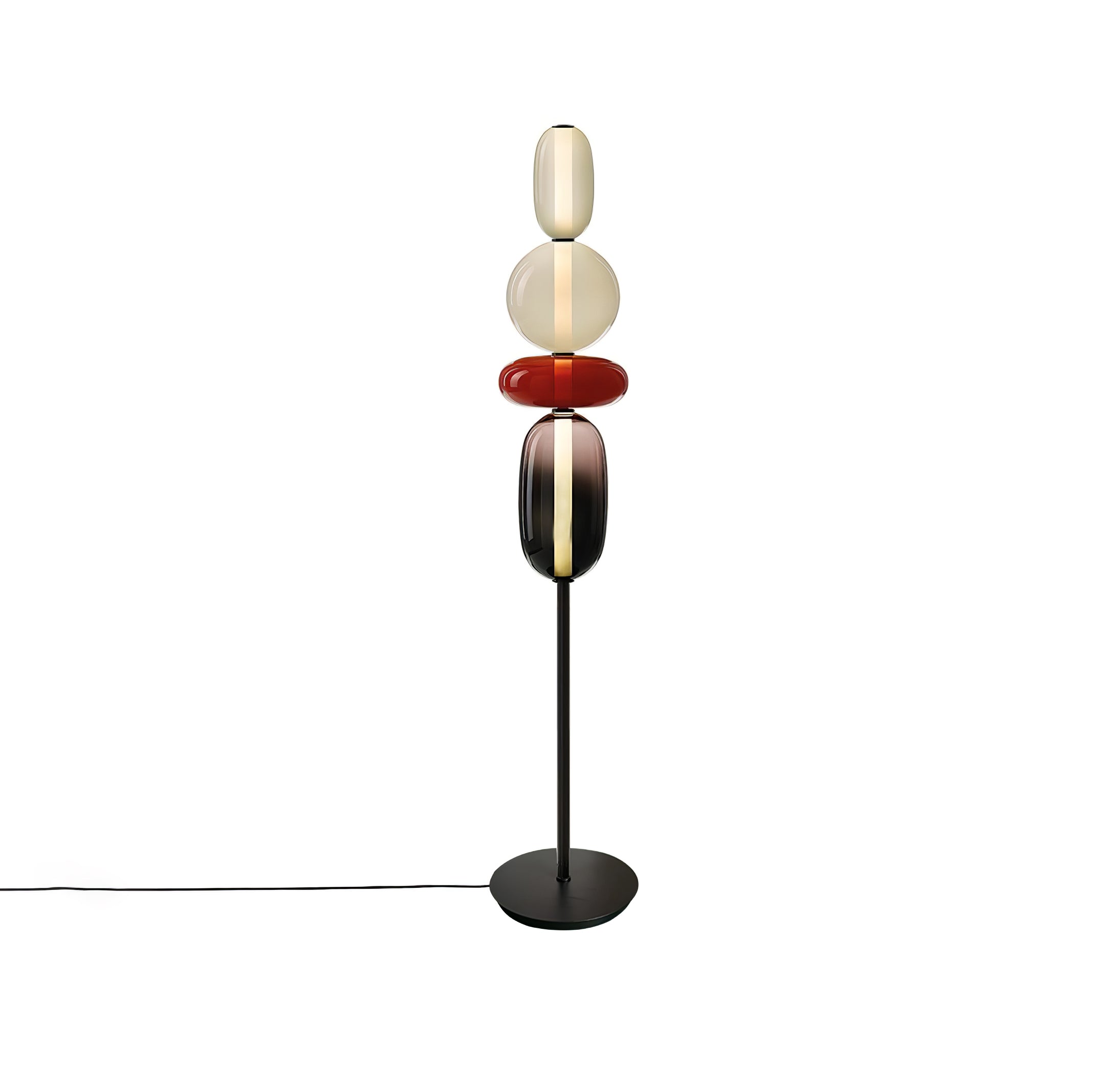 Modern Hand Blown Crystal Pebbles Floor Lamp Integrated LED Artistic Glass Lighting