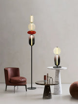 Modern Hand Blown Crystal Pebbles Floor Lamp Integrated LED Artistic Glass Lighting