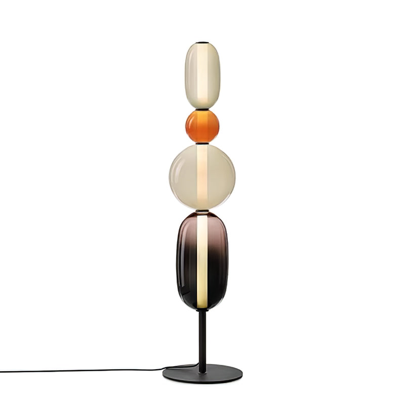 Modern Hand Blown Crystal Pebbles Floor Lamp Integrated LED Artistic Glass Lighting