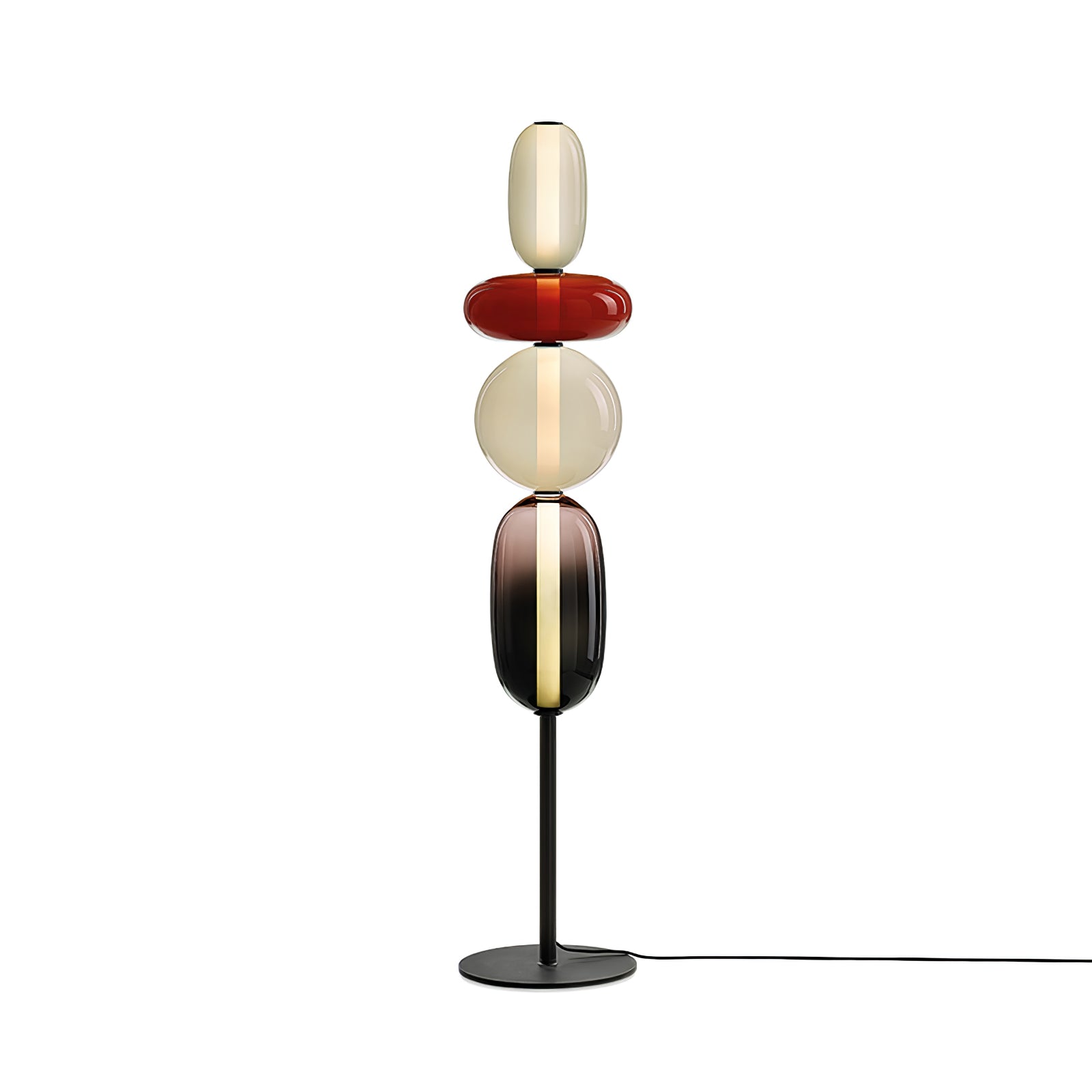 Modern Hand Blown Crystal Pebbles Floor Lamp Integrated LED Artistic Glass Lighting