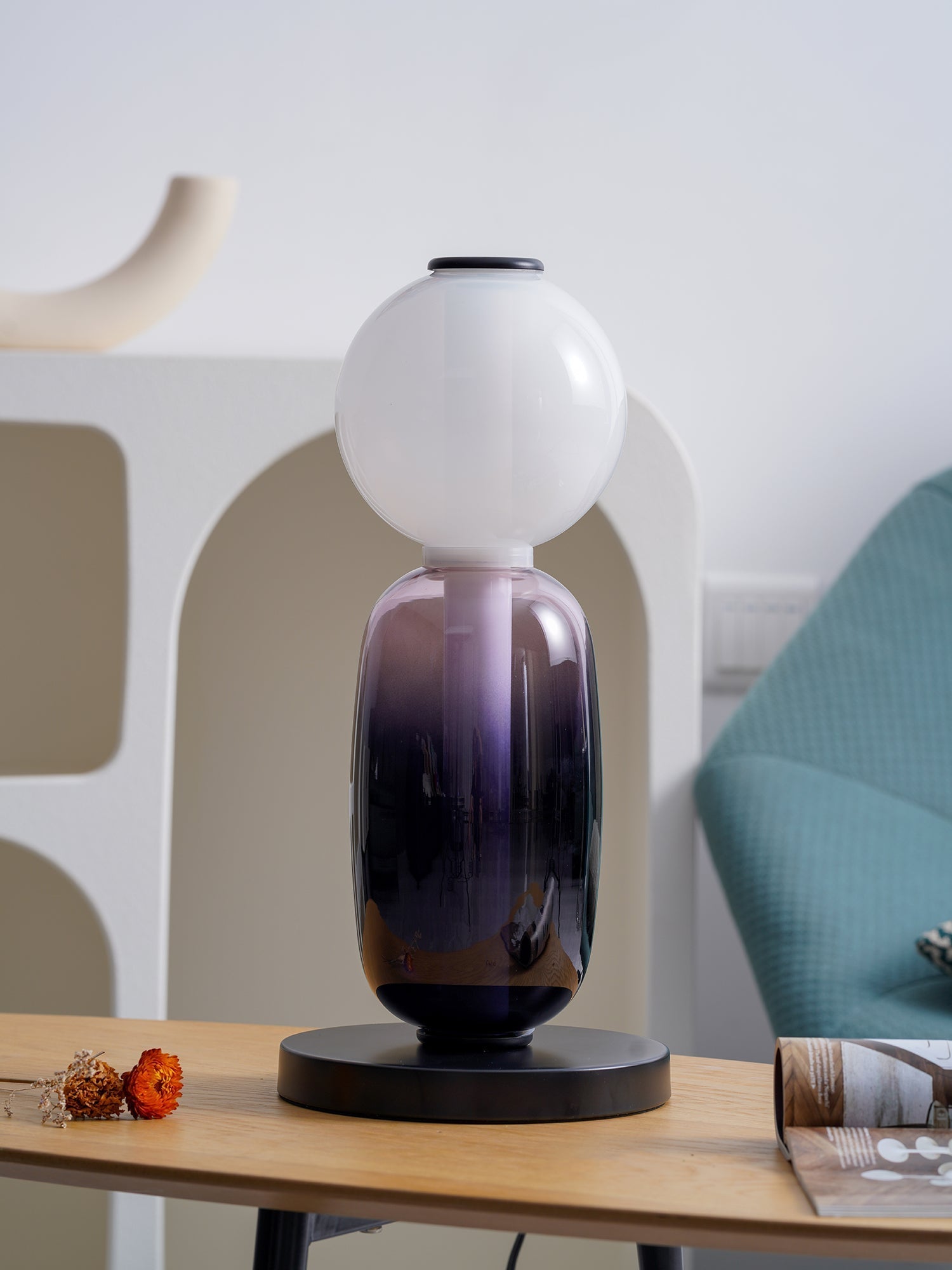 Modern Colorful Candied Glass Pebbles LED Table Lamp for Artful Interior Lighting