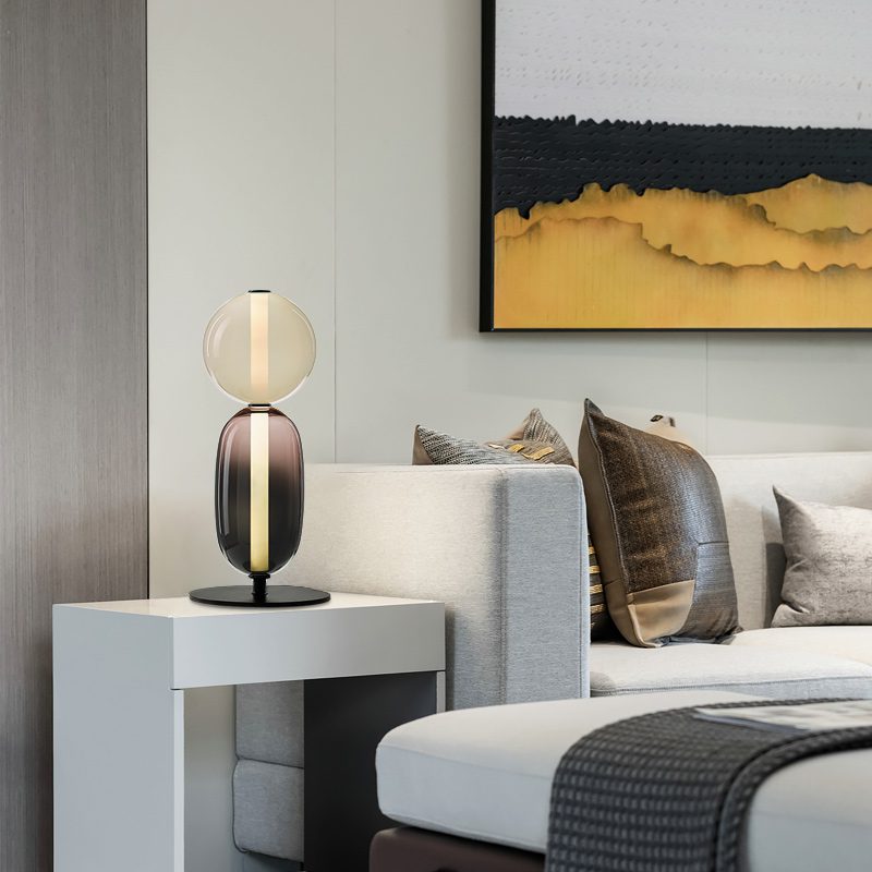Modern Colorful Candied Glass Pebbles LED Table Lamp for Artful Interior Lighting