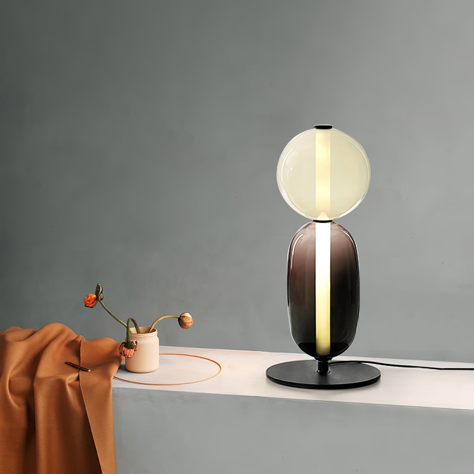 Modern Colorful Candied Glass Pebbles LED Table Lamp for Artful Interior Lighting
