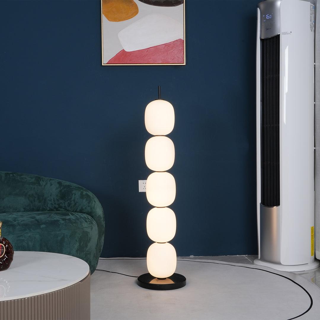 Modern Hand Blown Glass Globe Floor Lamp with Premium Black Marble Base