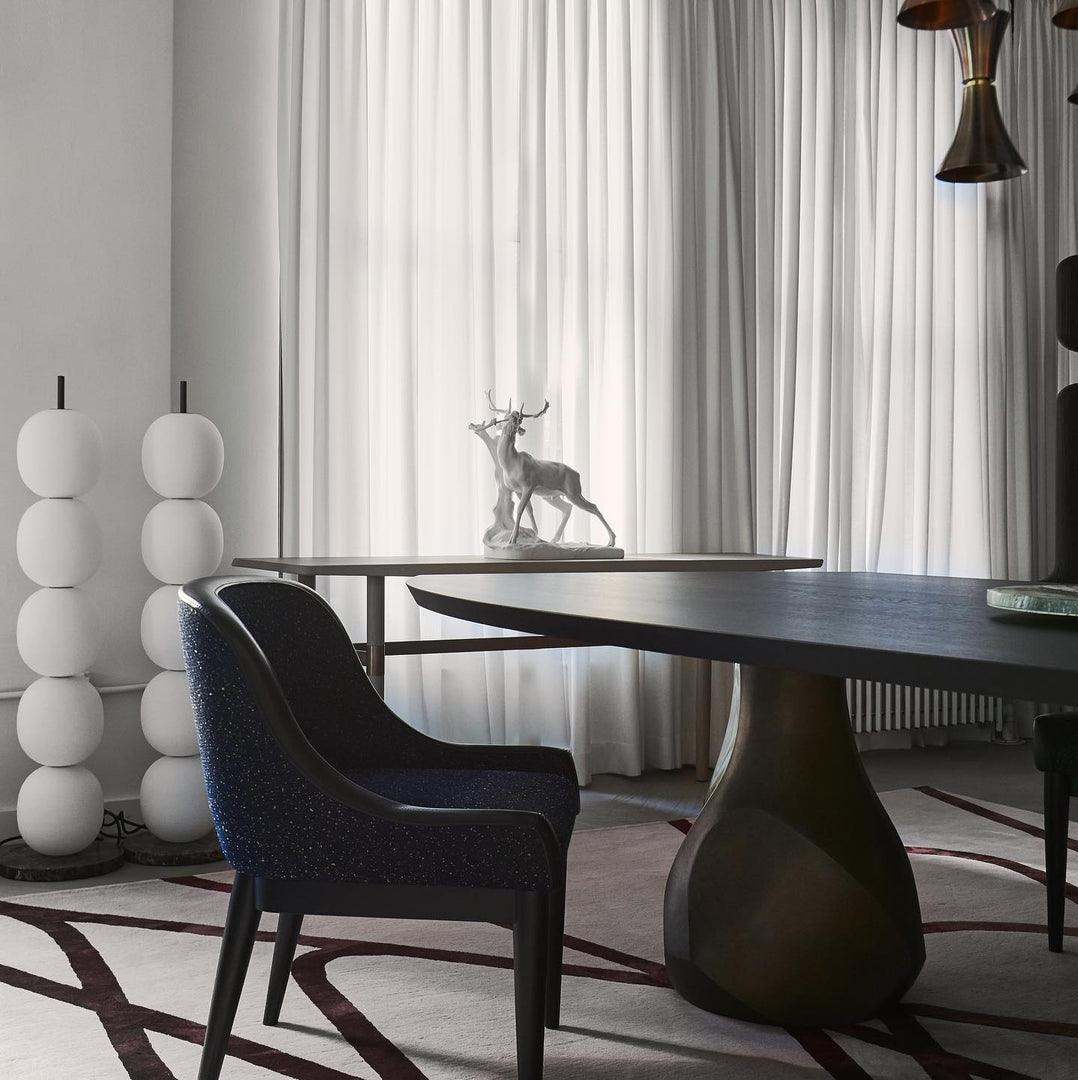 Modern Hand Blown Glass Globe Floor Lamp with Premium Black Marble Base