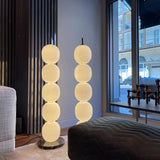 Modern Hand Blown Glass Globe Floor Lamp with Premium Black Marble Base