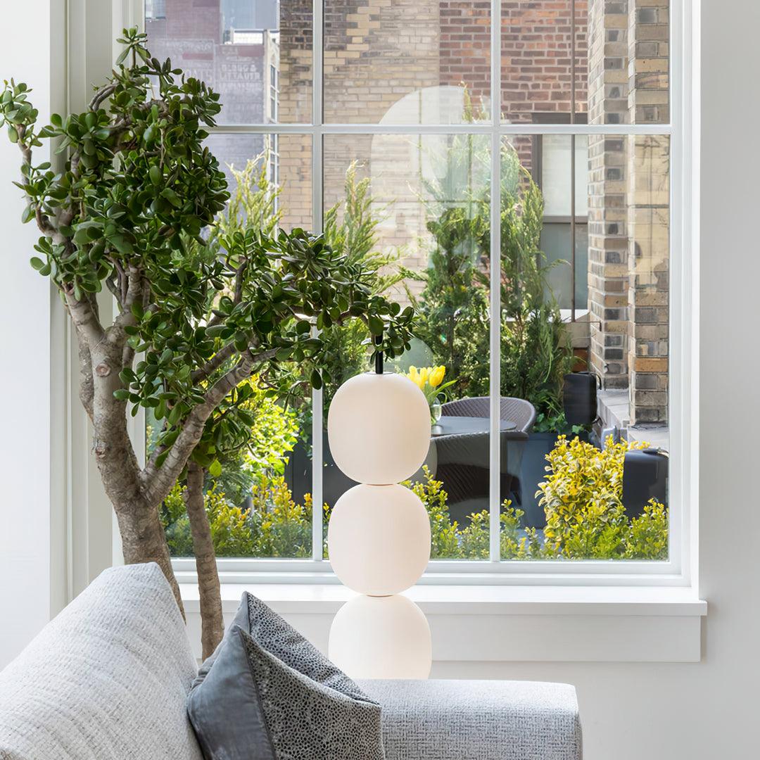 Modern Hand Blown Glass Globe Floor Lamp with Premium Black Marble Base