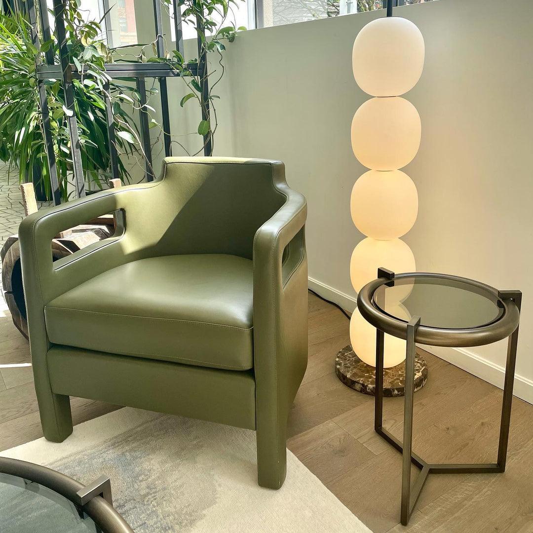 Modern Hand Blown Glass Globe Floor Lamp with Premium Black Marble Base
