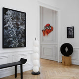 Modern Hand Blown Glass Globe Floor Lamp with Premium Black Marble Base