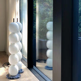 Modern Hand Blown Glass Globe Floor Lamp with Premium Black Marble Base