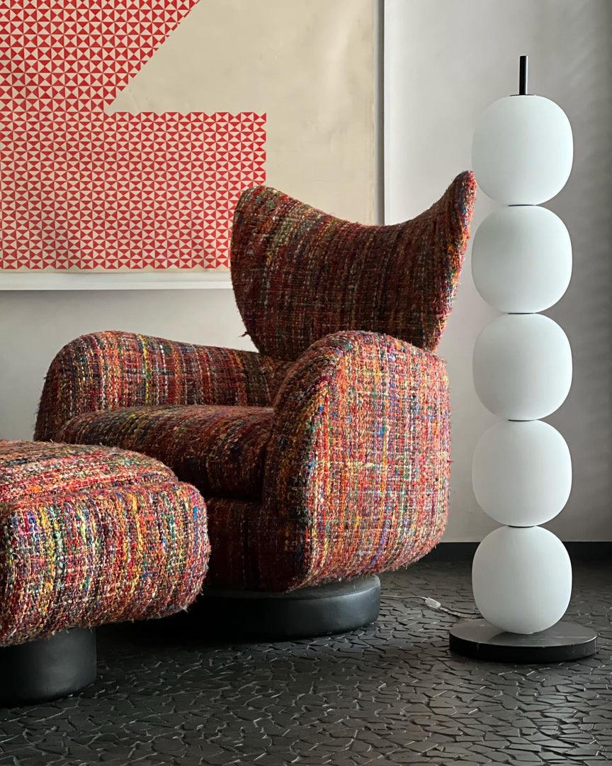 Modern Hand Blown Glass Globe Floor Lamp with Premium Black Marble Base
