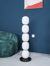 Modern Hand Blown Glass Globe Floor Lamp with Premium Black Marble Base