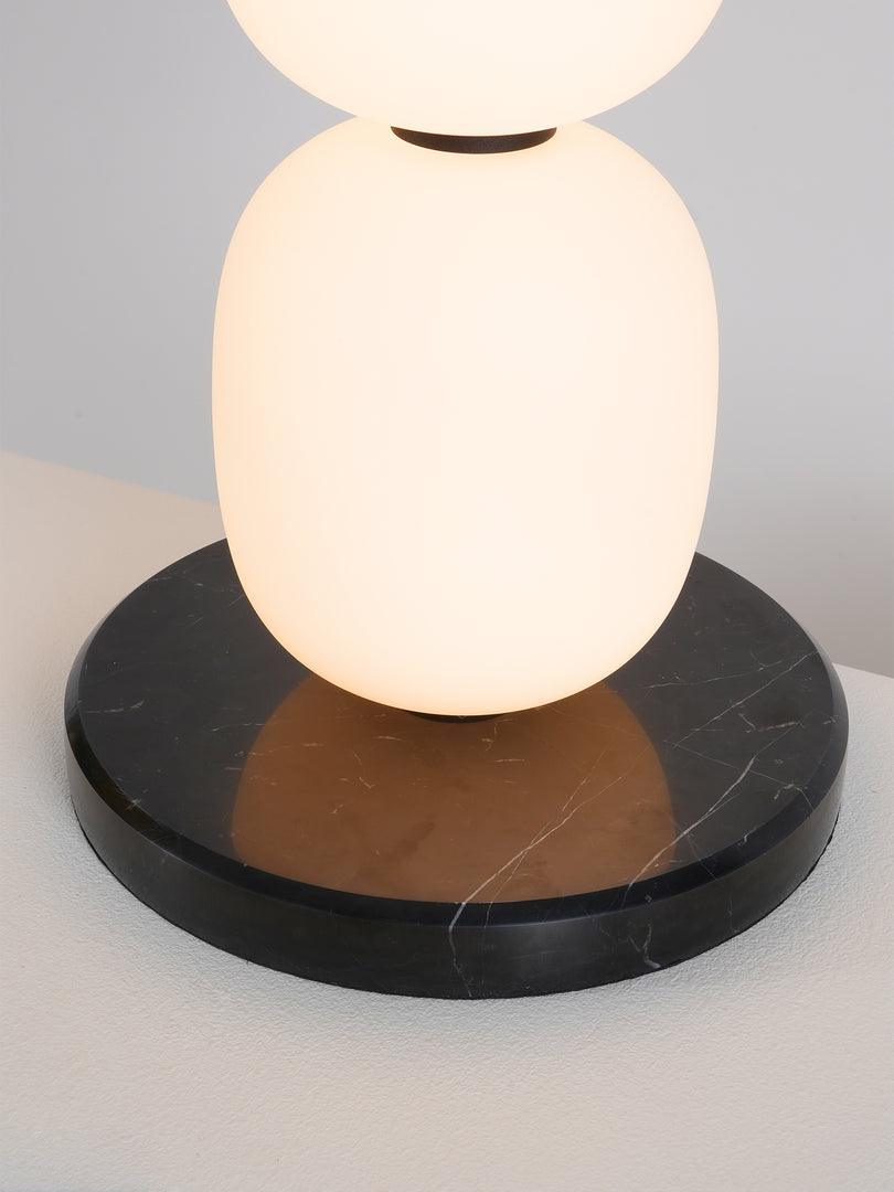 Modern Hand Blown Glass Globe Floor Lamp with Premium Black Marble Base