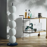 Modern Hand Blown Glass Globe Floor Lamp with Premium Black Marble Base
