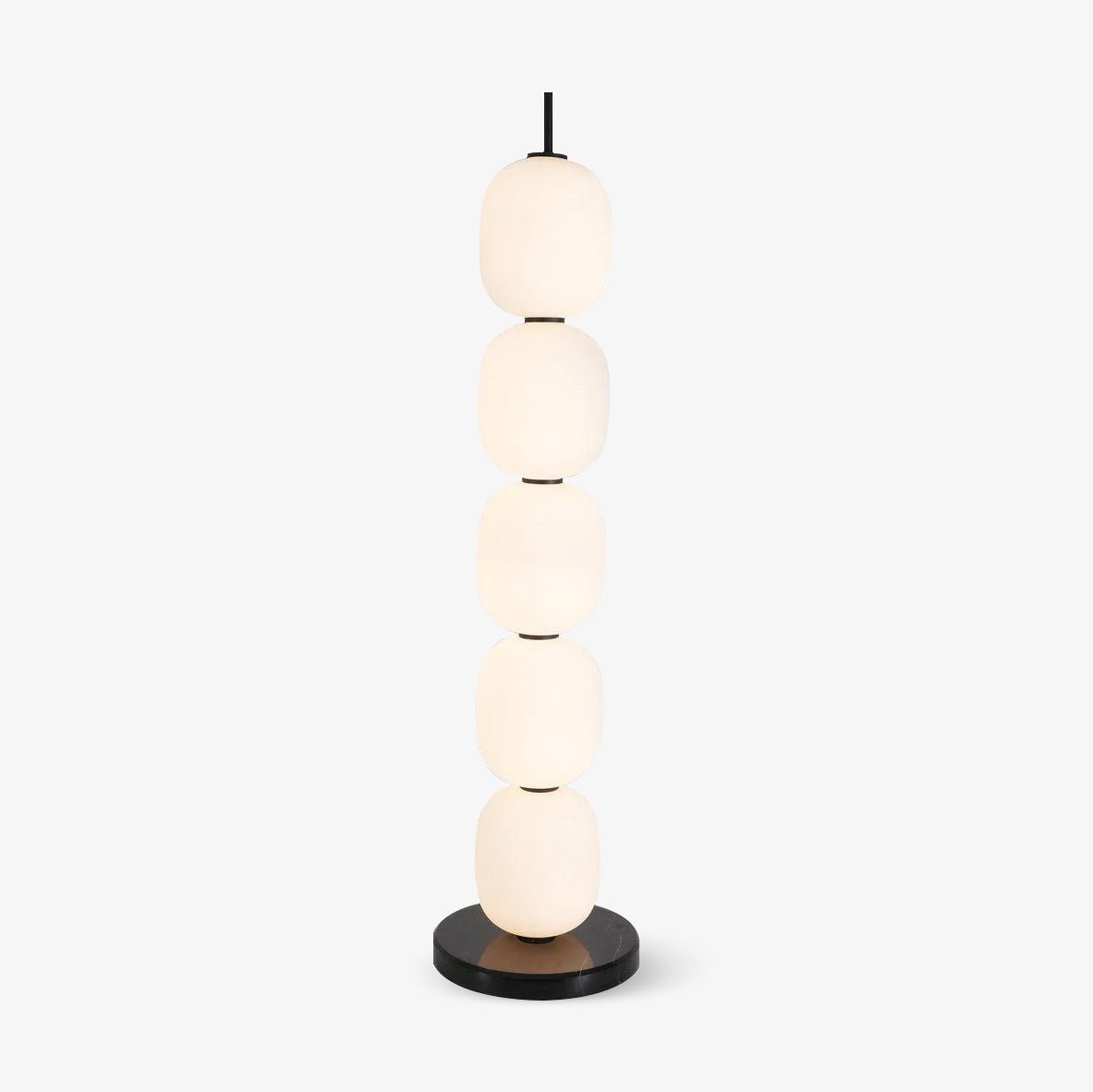 Modern Hand Blown Glass Globe Floor Lamp with Premium Black Marble Base