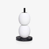 Modern Hand Blown Glass Globe Table Lamp with Natural Marble Base and Integrated LED Light